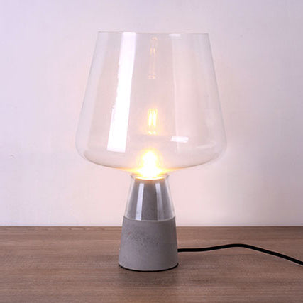 Open-Top Table Lamp Modern Grey/Brown/Clear Glass 1 Light Reading Night Table Light with Cement Base, 8