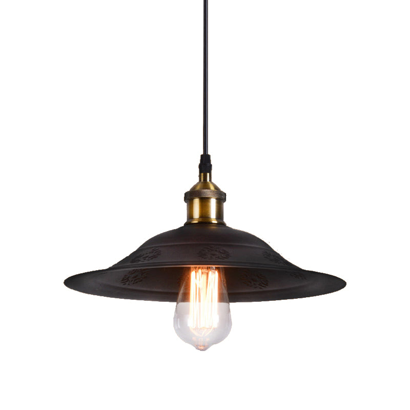 1 Head Bell Shade Pendant Lamp Vintage Style Black Metal Hanging Lamp for Living Room Clearhalo 'Art Deco Pendants' 'Black' 'Cast Iron' 'Ceiling Lights' 'Ceramic' 'Crystal' 'Industrial Pendants' 'Industrial' 'Metal' 'Middle Century Pendants' 'Pendant Lights' 'Pendants' 'Rustic Pendants' 'Tiffany' Lighting' 135664