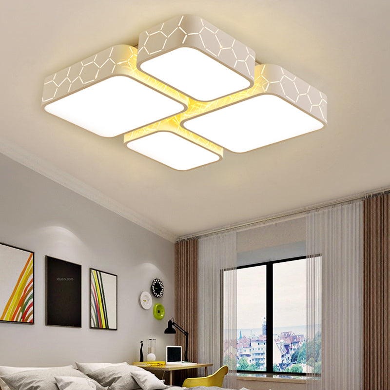 White Finish Square Ceiling Lighting Contemporary Warm/White Lighting LED Acrylic Flush Mount Light for Bedroom White Warm Clearhalo 'Ceiling Lights' 'Close To Ceiling Lights' 'Close to ceiling' 'Flush mount' Lighting' 135802