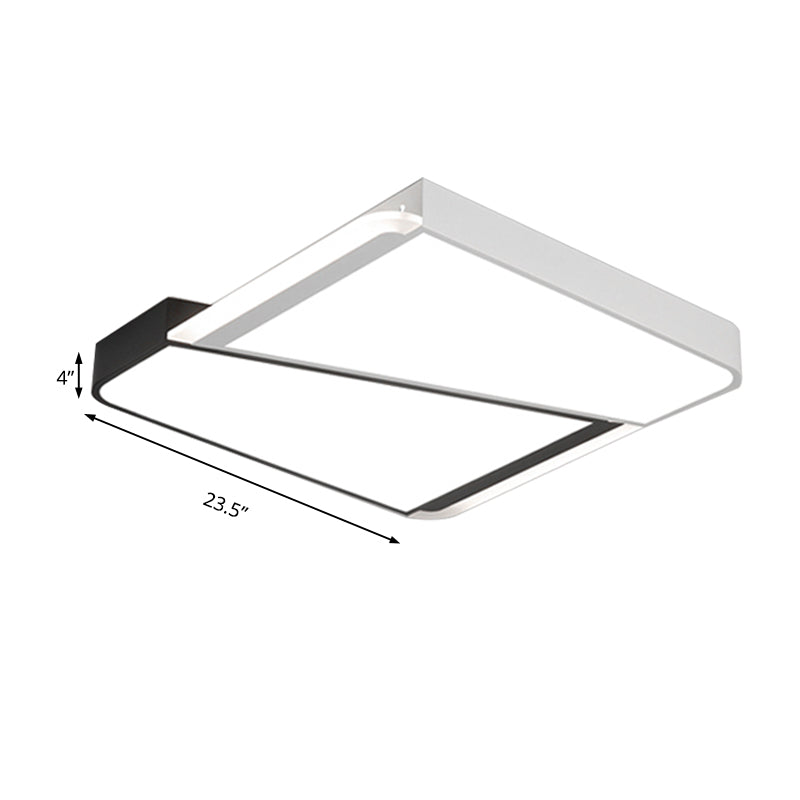 White Square Ceiling Flush Mount with Acrylic Shade Simple Style LED 18