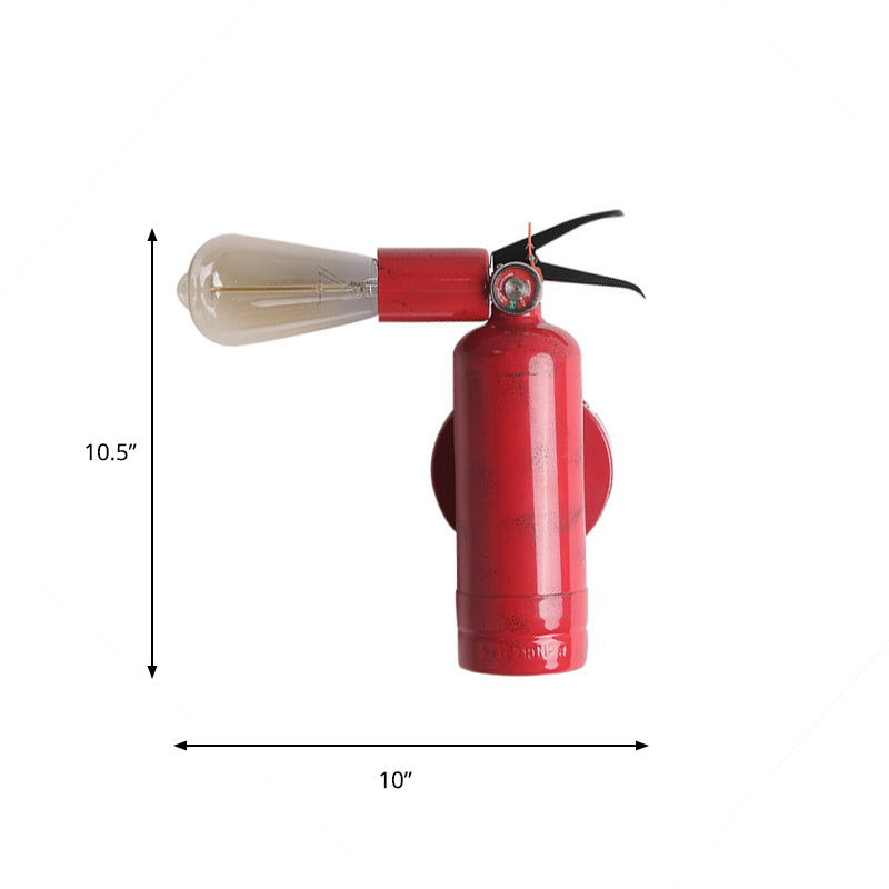 Industrial Fire Extinguisher Wall Lamp Single Light Metallic Sconce Light in Red Clearhalo 'Wall Lamps & Sconces' 'Wall Lights' Lighting' 136706