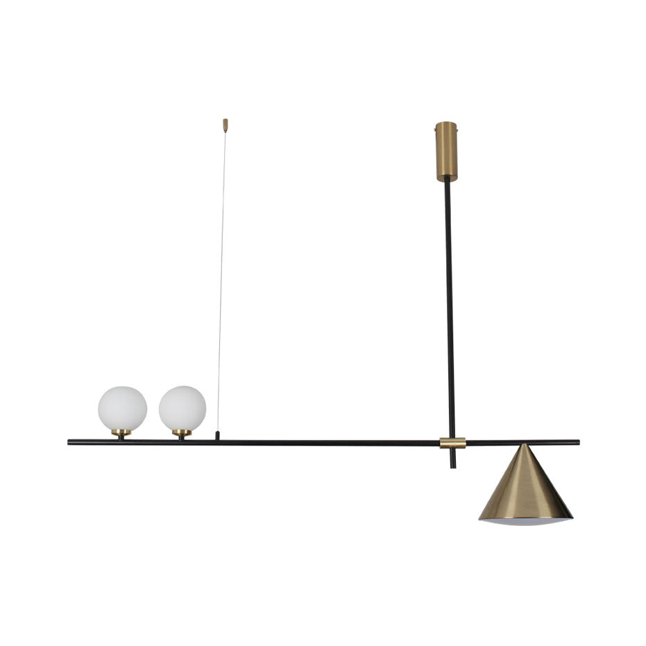 Triple Light Linear Chandelier Contemporary Metal Island Lighting in Black/Gold Clearhalo 'Ceiling Lights' 'Island Lights' Lighting' 137299