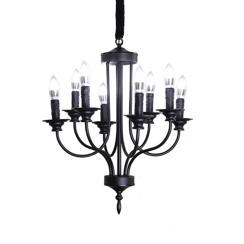 Multi Light Metallic Chandelier Lighting Rustic Lodge Black Exposed Bulb Indoor Hanging Lamp Clearhalo 'Cast Iron' 'Ceiling Lights' 'Chandeliers' 'Industrial Chandeliers' 'Industrial' 'Metal' 'Middle Century Chandeliers' 'Rustic Chandeliers' 'Tiffany' Lighting' 137753