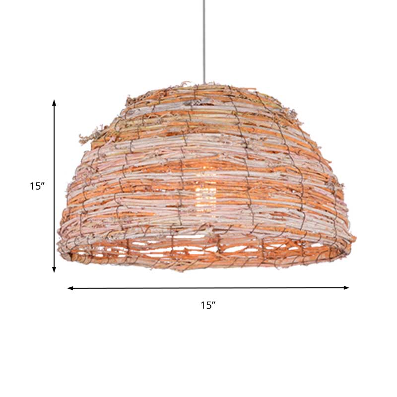 Beige Dome Shade Ceiling Hanging Light Rustic Bine Single Pendant Light for Restaurant Clearhalo 'Ceiling Lights' 'Pendant Lights' 'Pendants' Lighting' 137997