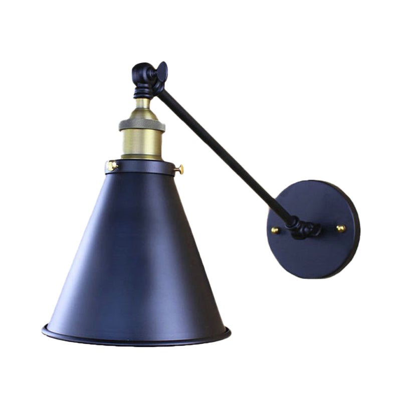 Black Finish Conical Wall Sconce Light Retro Stylish Metal 1 Head Corridor Wall Lighting, 2 Packs Clearhalo 'Art deco wall lights' 'Cast Iron' 'Glass' 'Industrial wall lights' 'Industrial' 'Middle century wall lights' 'Modern' 'Rustic wall lights' 'Tiffany' 'Traditional wall lights' 'Wall Lamps & Sconces' 'Wall Lights' Lighting' 138023