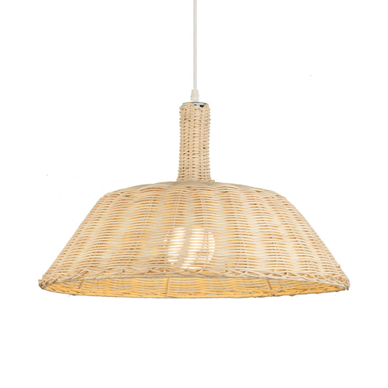 Country Style Hand-Woven Pendant Lighting with Barn Shade Rattan 15