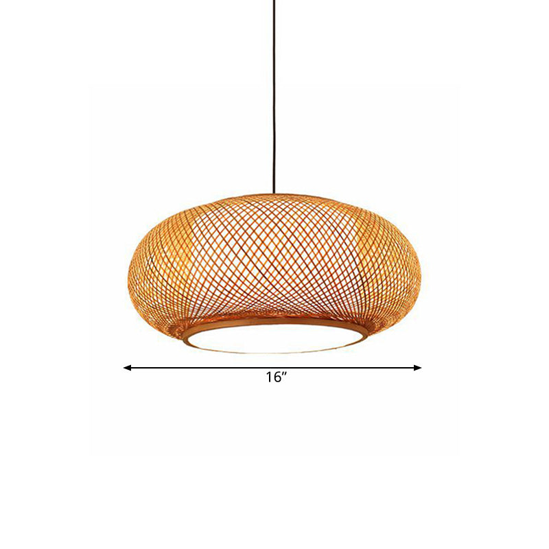 Curved Drum Bamboo Pendant Light Asian Stylish 16