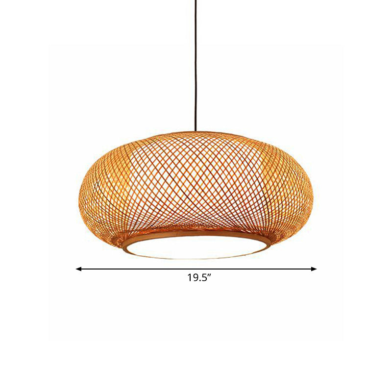 Curved Drum Bamboo Pendant Light Asian Stylish 16