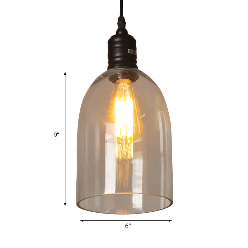 Black Jug-Shaped Pendant Ceiling Light Modern Clear Glass 1-Light Coffee Shop Hanging Lamp Clearhalo 'Ceiling Lights' 'Close To Ceiling Lights' 'Glass shade' 'Glass' 'Industrial Pendants' 'Industrial' 'Middle Century Pendants' 'Pendant Lights' 'Pendants' 'Tiffany' Lighting' 138676