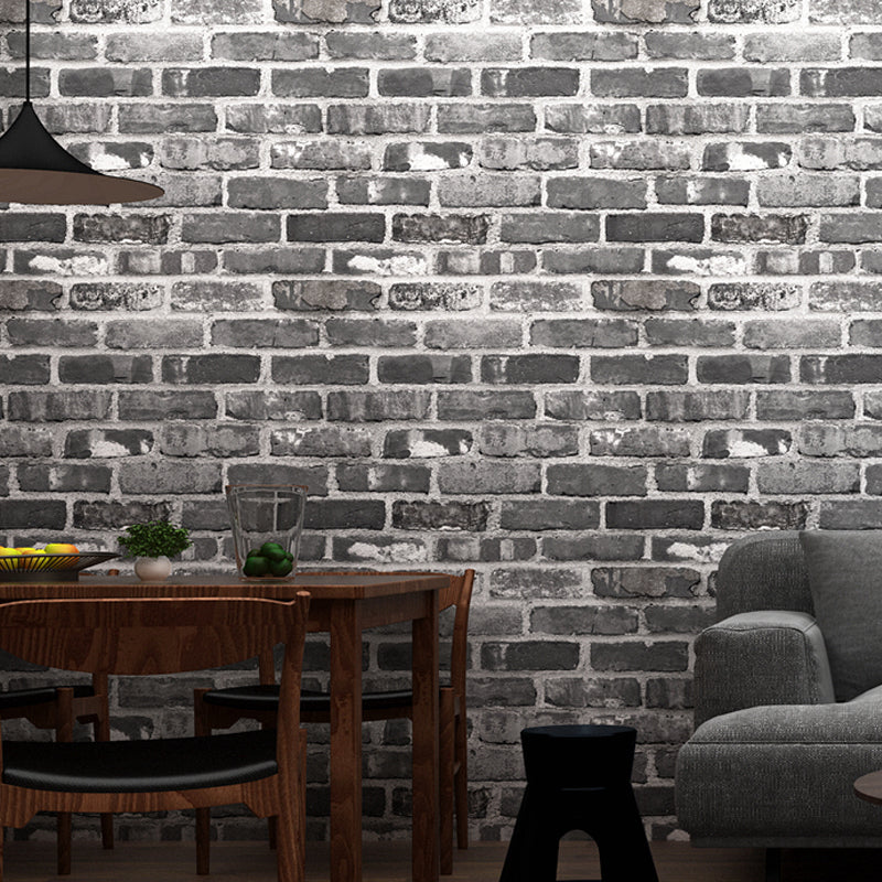 Industrial Brick Wallpaper Roll Dark Color Dining Room Wall Decor, 33' L x 20.5