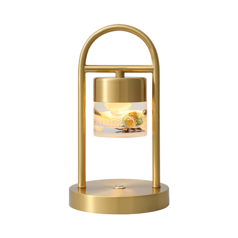 Gold Column Table Lamp Simplicity Clear Glass LED Desk Light with U-Shaped Metal Frame Clearhalo 'Lamps' 'Table Lamps' Lighting' 1391641