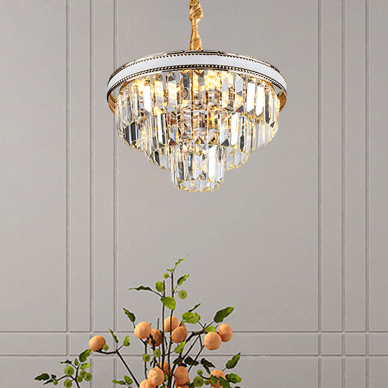 16/6 Lights Tapered Hanging Chandelier Modern Clear Crystal Prism Ceiling Pendant Lamp, 31.5