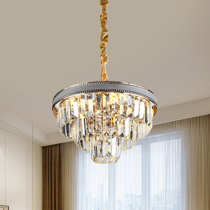 16/6 Lights Tapered Hanging Chandelier Modern Clear Crystal Prism Ceiling Pendant Lamp, 31.5