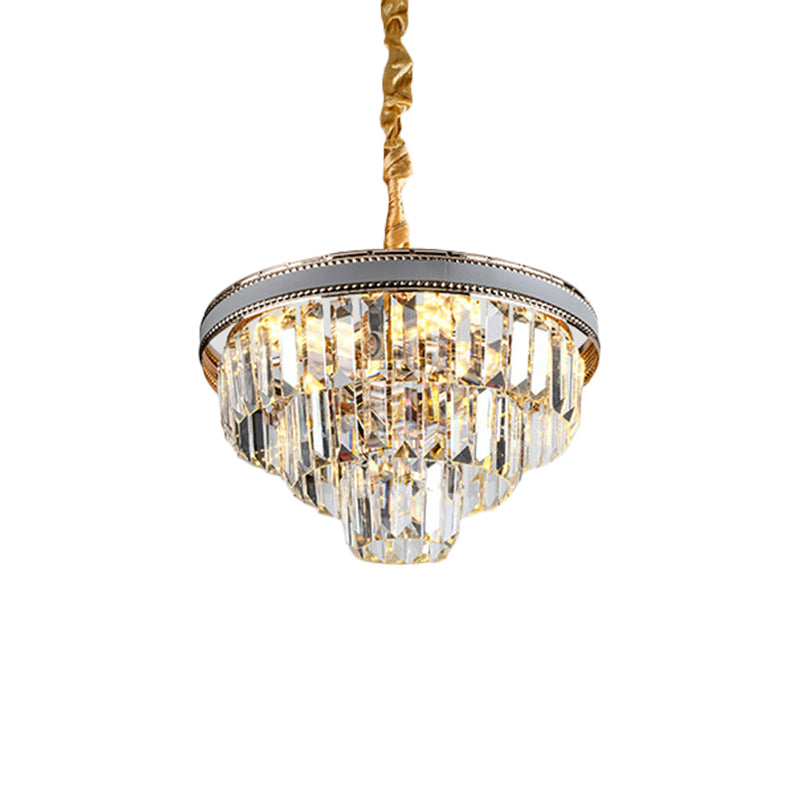 16/6 Lights Tapered Hanging Chandelier Modern Clear Crystal Prism Ceiling Pendant Lamp, 31.5