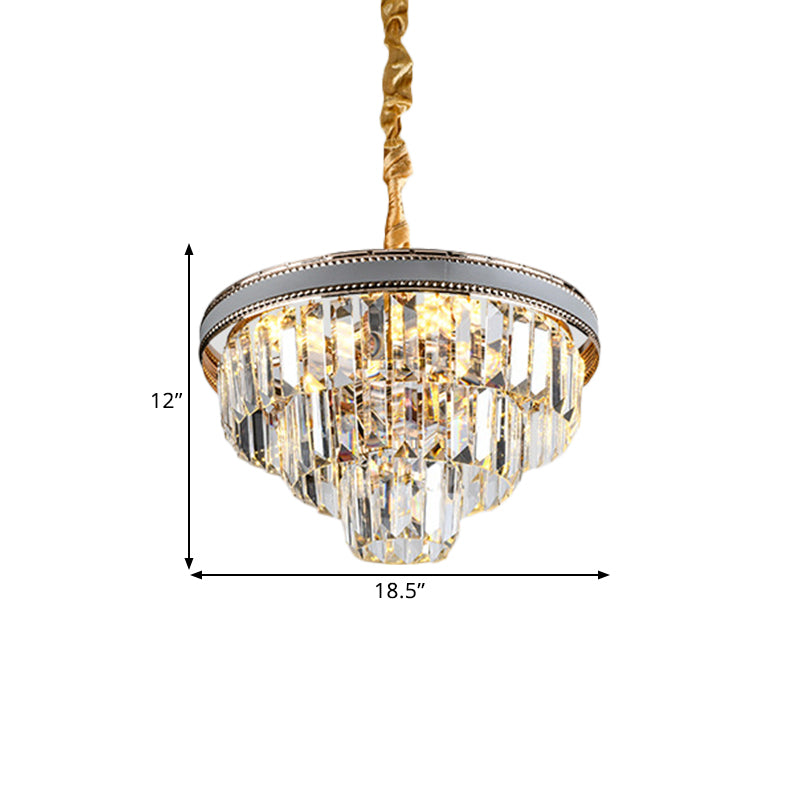 16/6 Lights Tapered Hanging Chandelier Modern Clear Crystal Prism Ceiling Pendant Lamp, 31.5