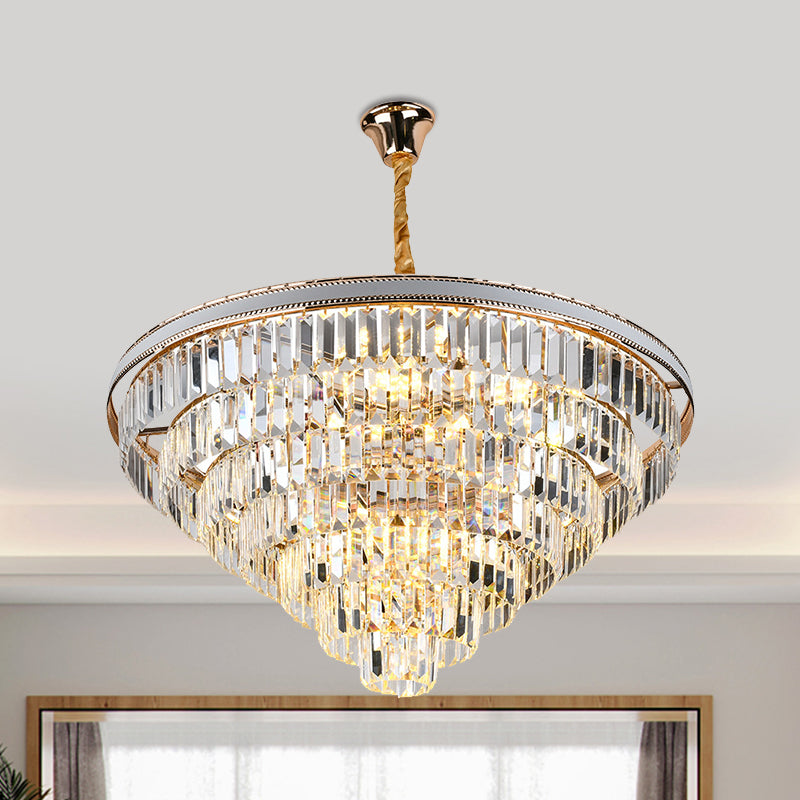 16/6 Lights Tapered Hanging Chandelier Modern Clear Crystal Prism Ceiling Pendant Lamp, 31.5