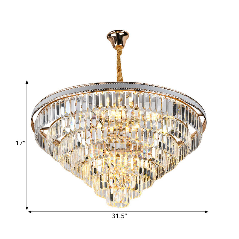 16/6 Lights Tapered Hanging Chandelier Modern Clear Crystal Prism Ceiling Pendant Lamp, 31.5