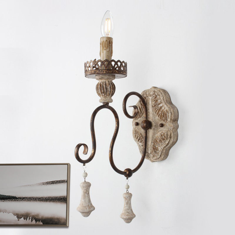 1/2-Light Candle Style Wall Mount Lighting Antiqued Bronze Metal Wall Lamp for Bedroom Clearhalo 'Wall Lamps & Sconces' 'Wall Lights' Lighting' 1392057