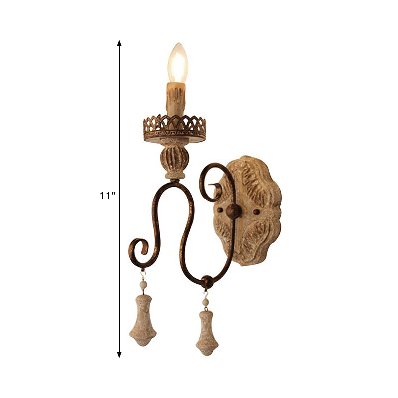 1/2-Light Candle Style Wall Mount Lighting Antiqued Bronze Metal Wall Lamp for Bedroom Clearhalo 'Wall Lamps & Sconces' 'Wall Lights' Lighting' 1392059