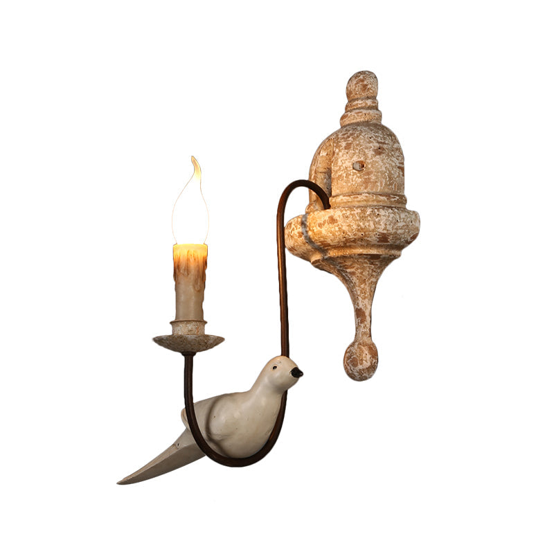 Candelabra Indoor Wall Mount Lighting Countryside 1/2-Light Brown Wall Lamp Fixture with Bird Deco Clearhalo 'Wall Lamps & Sconces' 'Wall Lights' Lighting' 1392107