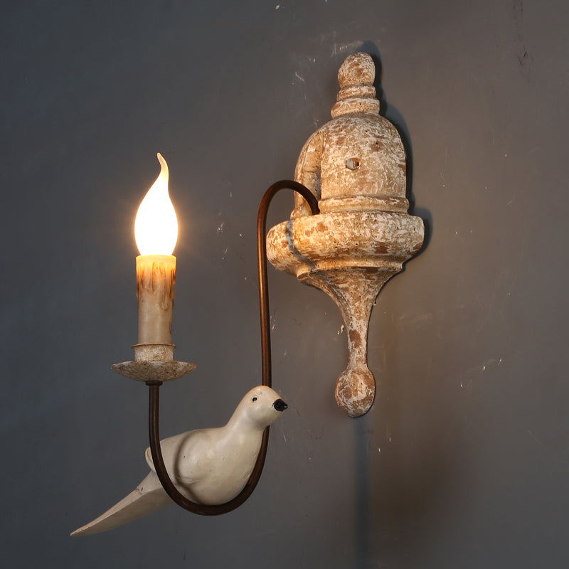 Candelabra Indoor Wall Mount Lighting Countryside 1/2-Light Brown Wall Lamp Fixture with Bird Deco Clearhalo 'Wall Lamps & Sconces' 'Wall Lights' Lighting' 1392108