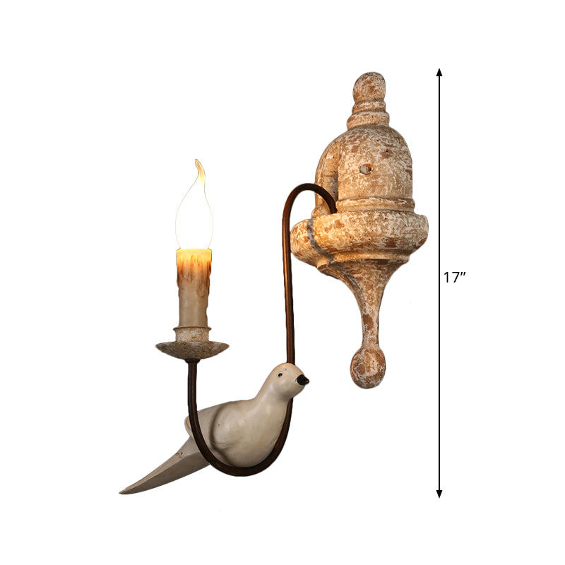 Candelabra Indoor Wall Mount Lighting Countryside 1/2-Light Brown Wall Lamp Fixture with Bird Deco Clearhalo 'Wall Lamps & Sconces' 'Wall Lights' Lighting' 1392109