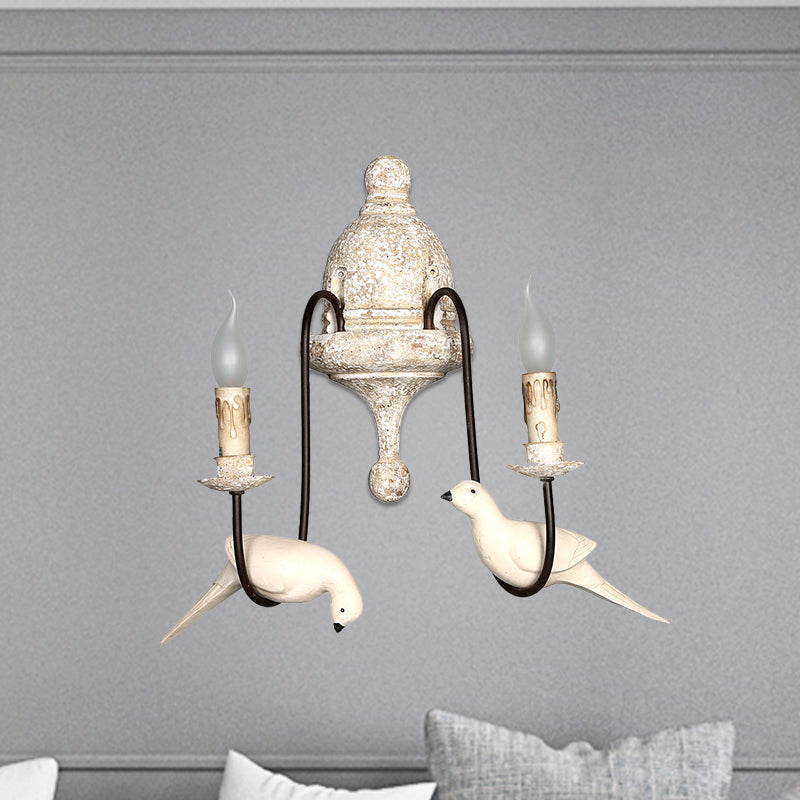 Candelabra Indoor Wall Mount Lighting Countryside 1/2-Light Brown Wall Lamp Fixture with Bird Deco Clearhalo 'Wall Lamps & Sconces' 'Wall Lights' Lighting' 1392111