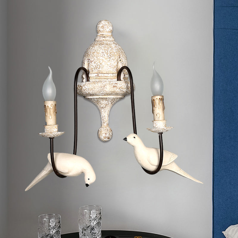 Candelabra Indoor Wall Mount Lighting Countryside 1/2-Light Brown Wall Lamp Fixture with Bird Deco Clearhalo 'Wall Lamps & Sconces' 'Wall Lights' Lighting' 1392112