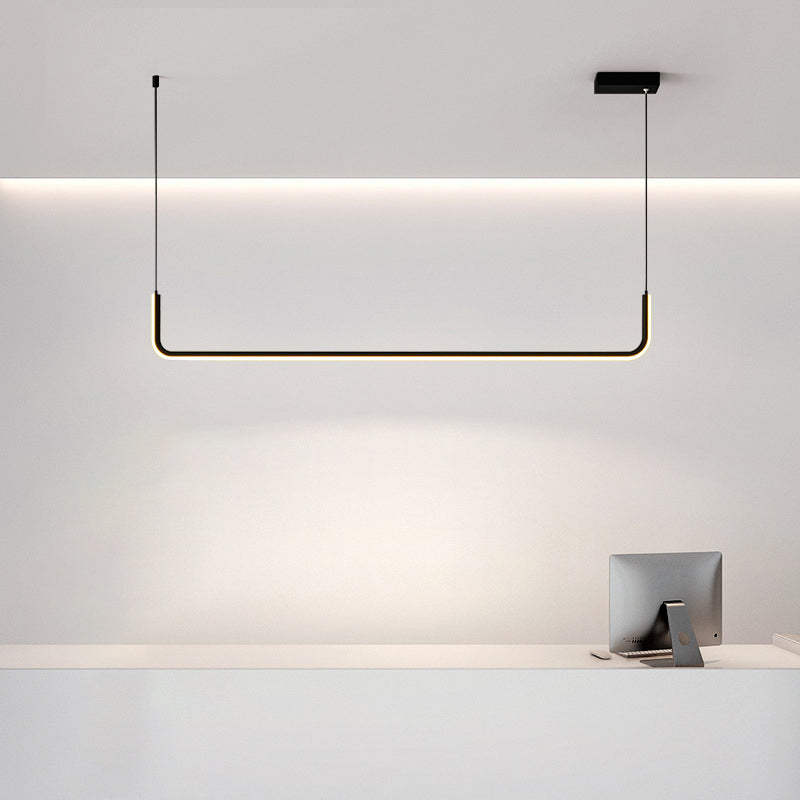 Simple LED Multi Ceiling Light with Metal Shade Black/Gold Linear Pendant in Warm/White Light, 35.5