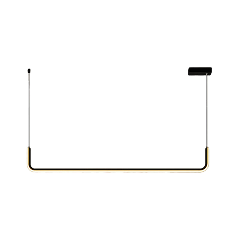 Simple LED Multi Ceiling Light with Metal Shade Black/Gold Linear Pendant in Warm/White Light, 35.5