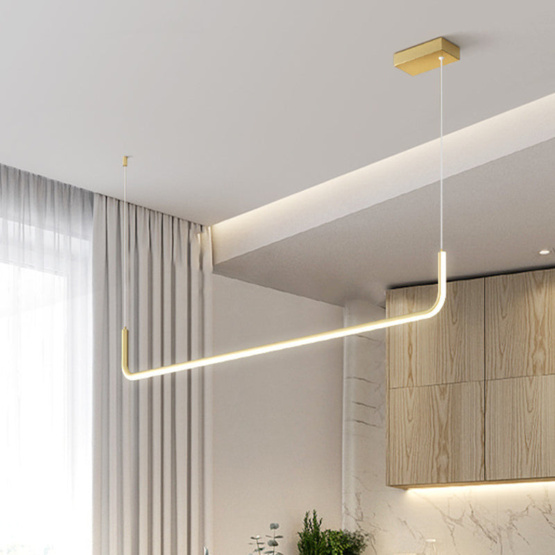 Simple LED Multi Ceiling Light with Metal Shade Black/Gold Linear Pendant in Warm/White Light, 35.5