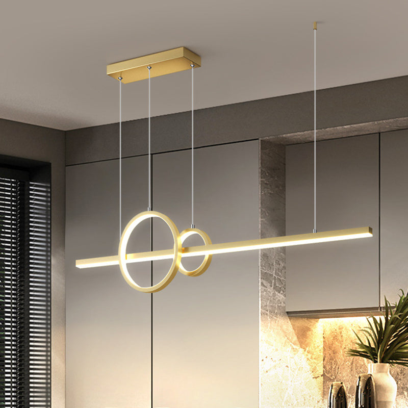 Round and Liner Metallic Multi Pendant Chandelier Simple Style LED Black/Gold Hanging Light Fixture in Warm/White Light Gold Clearhalo 'Ceiling Lights' 'Modern Pendants' 'Modern' 'Pendant Lights' 'Pendants' Lighting' 1392226