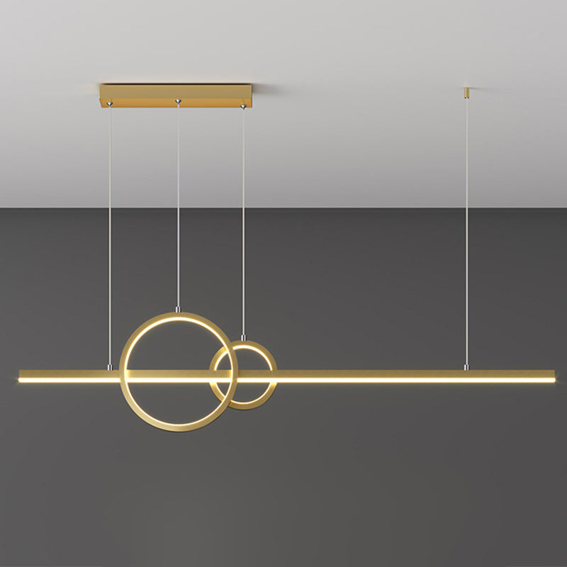 Round and Liner Metallic Multi Pendant Chandelier Simple Style LED Black/Gold Hanging Light Fixture in Warm/White Light Clearhalo 'Ceiling Lights' 'Modern Pendants' 'Modern' 'Pendant Lights' 'Pendants' Lighting' 1392227