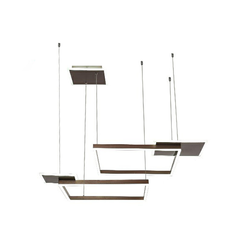 Square Suspension Chandelier Pendant Light Modernist LED Metal Ceiling Lamp in Gold/Coffee, Warm/White Light Clearhalo 'Ceiling Lights' 'Modern Pendants' 'Modern' 'Pendant Lights' 'Pendants' Lighting' 1392257