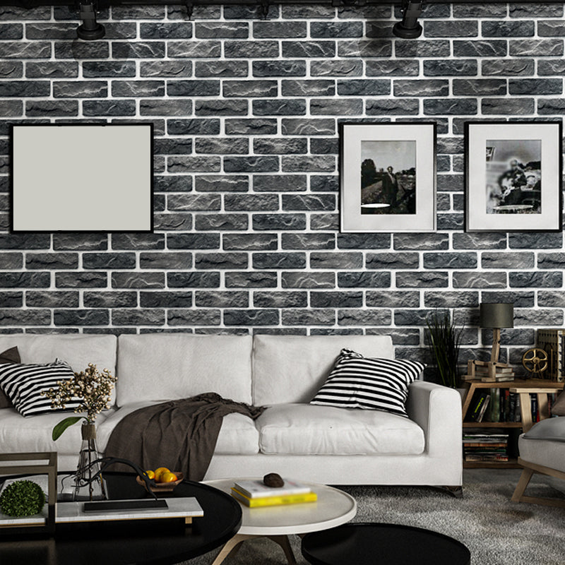 Color-Block Brick Wallpaper Industrial Stain Resistant Dining Room Wall Covering, 33' x 20.5