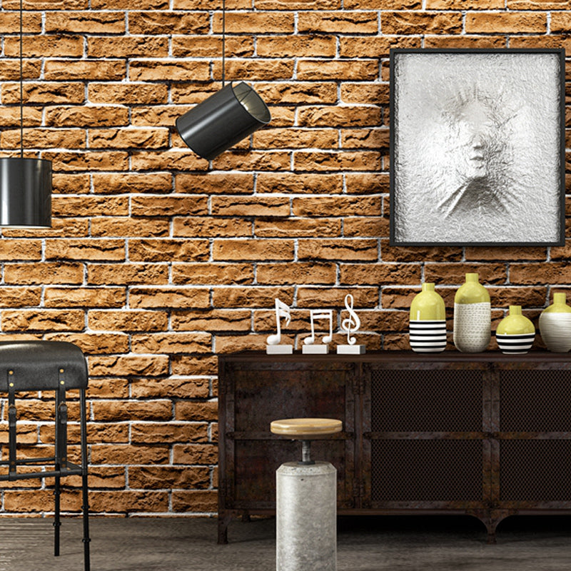 Smooth Dark Color Wallpaper Cyberpunk Brick Look Wall Covering for Home, 33' L x 20.5