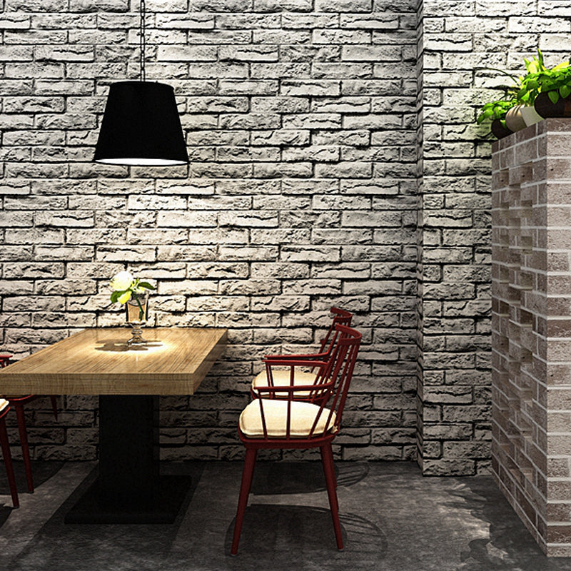 Smooth Dark Color Wallpaper Cyberpunk Brick Look Wall Covering for Home, 33' L x 20.5