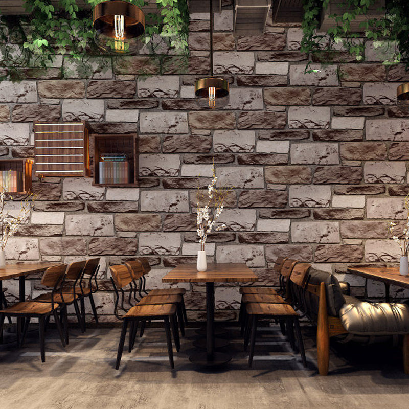 Cyberpunk Brick Tile Wallpaper in Dark Color Construction Wall Art for Snack Bar Yellow Clearhalo 'Industrial wall decor' 'Industrial' 'Wallpaper' Wall Decor' 1392595