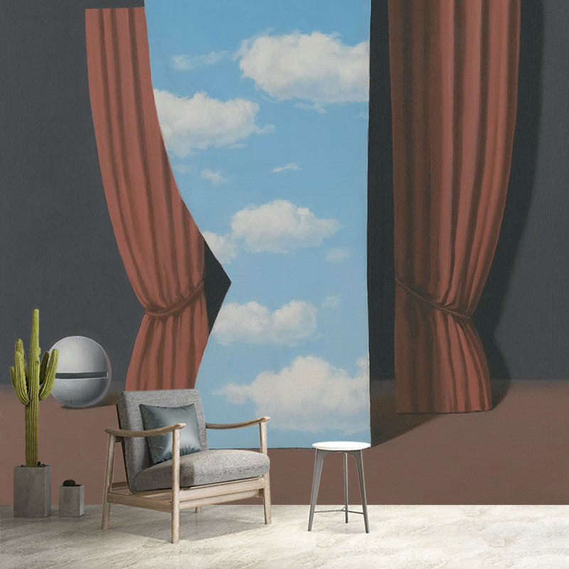 Evoking Gioconda Wallpaper Murals for Bedroom Magritte Artwork Wall Decor, Custom Made Clearhalo 'Wall Decor' 'Wall Mural' 1392853