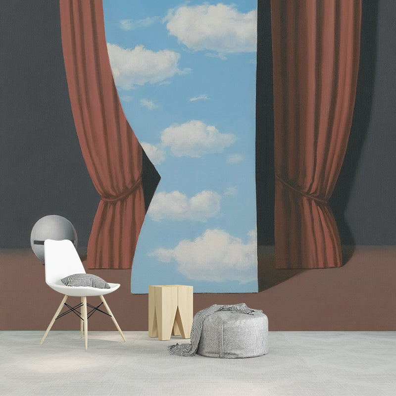 Evoking Gioconda Wallpaper Murals for Bedroom Magritte Artwork Wall Decor, Custom Made Clearhalo 'Wall Decor' 'Wall Mural' 1392854