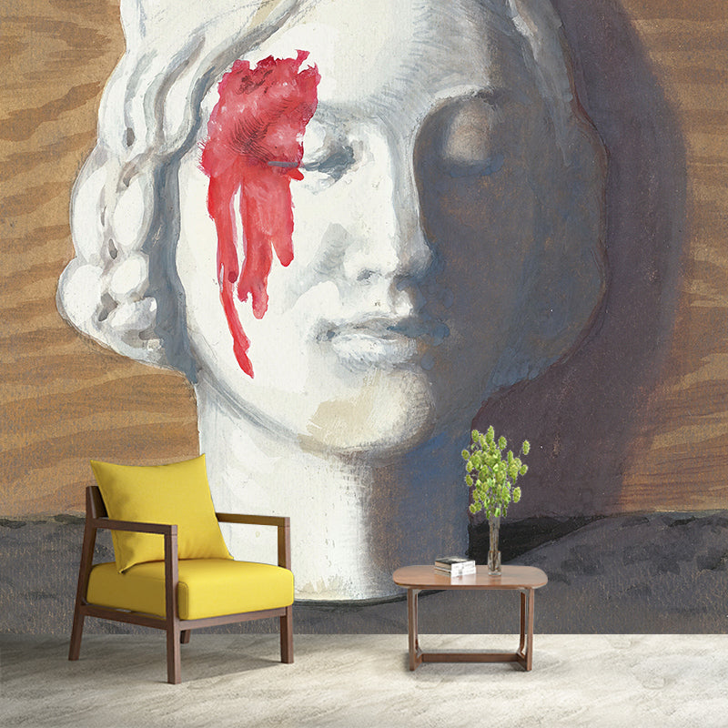 Red-White Bleeding Stone Murals Wallpaper Moisture Resistant Wall Decor for Living Room Red-White Clearhalo 'Wall Decor' 'Wall Mural' 1392882