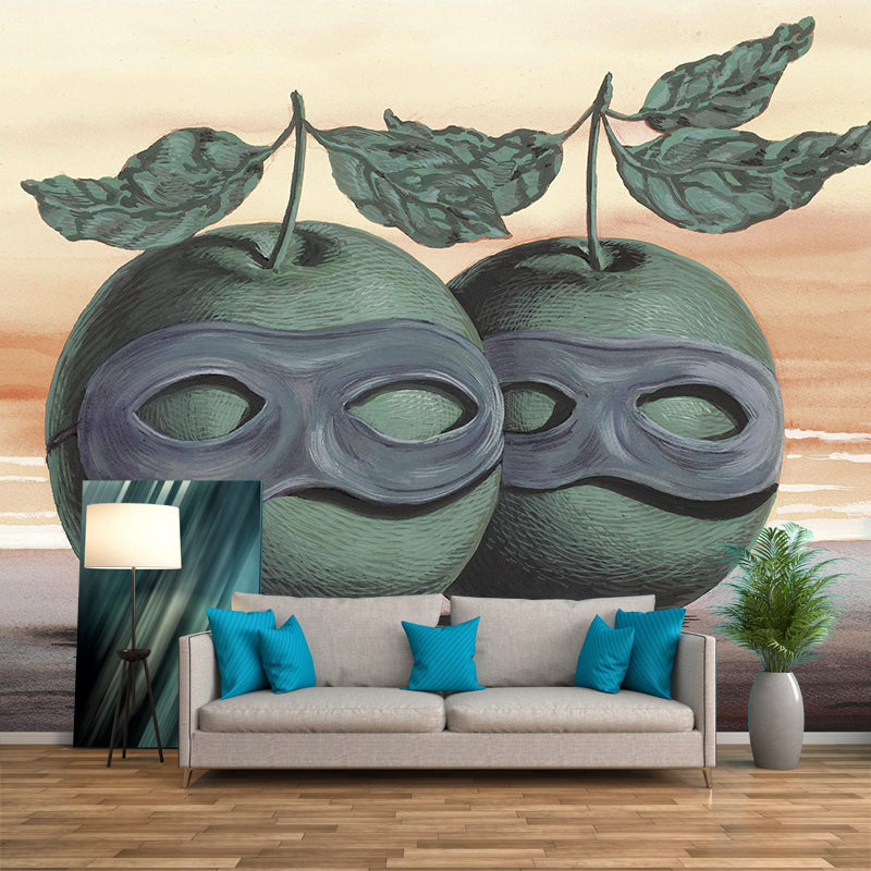 Grey-Green Surrealistic Wallpaper Murals Large the Hesitation Waltz Wall Covering for Accent Wall Clearhalo 'Wall Decor' 'Wall Mural' 1392979