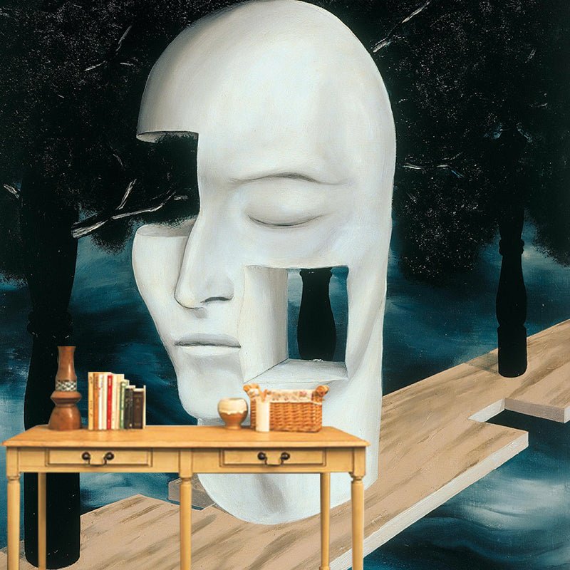 Rene Magritte Head Drawing Murals Surreal Water-Proof Home Gallery Wall Art, Made to Measure Clearhalo 'Wall Decor' 'Wall Mural' 1393033