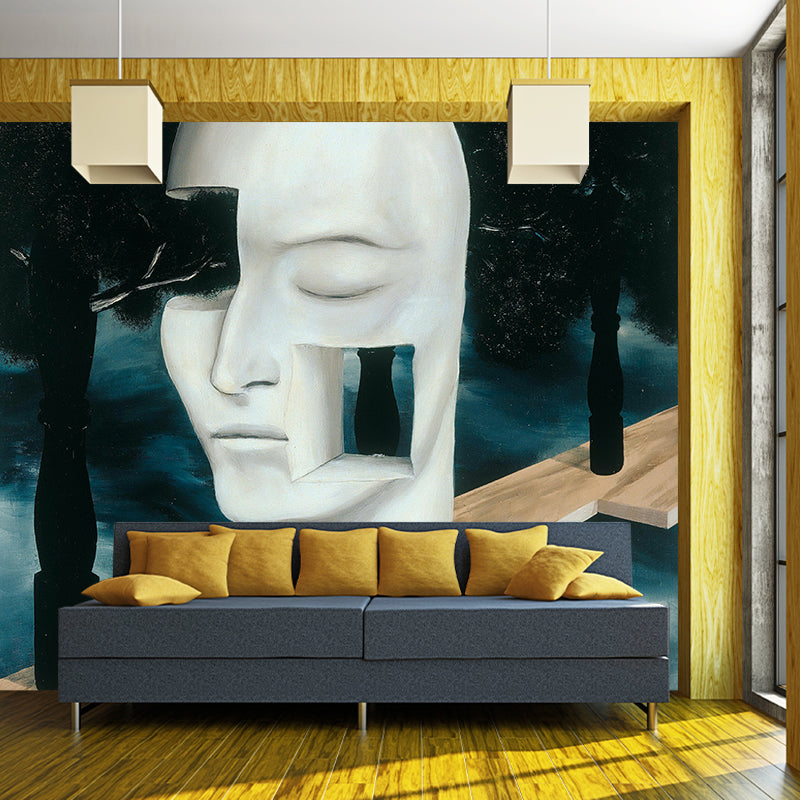 Rene Magritte Head Drawing Murals Surreal Water-Proof Home Gallery Wall Art, Made to Measure Clearhalo 'Wall Decor' 'Wall Mural' 1393034