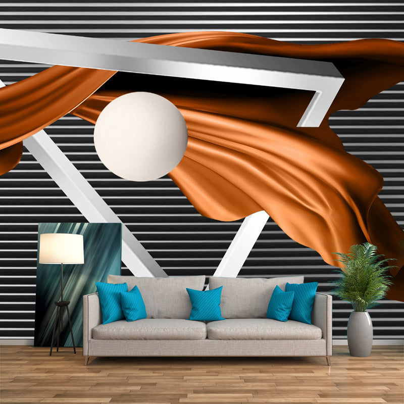 Modern Art Geometry Wall Murals in Grey-Orange Moisture Resistant Wall Covering for Living Room Clearhalo 'Wall Decor' 'Wall Mural' 1393048