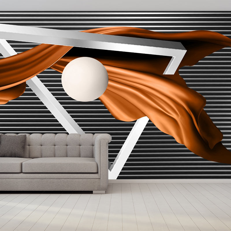 Modern Art Geometry Wall Murals in Grey-Orange Moisture Resistant Wall Covering for Living Room Clearhalo 'Wall Decor' 'Wall Mural' 1393049