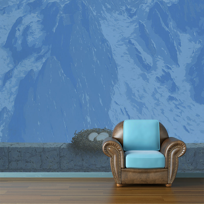 Blue Surrealistic Wall Covering Murals Full Size the Domain of Arnheim Painting Wall Art for Home Clearhalo 'Wall Decor' 'Wall Mural' 1393058