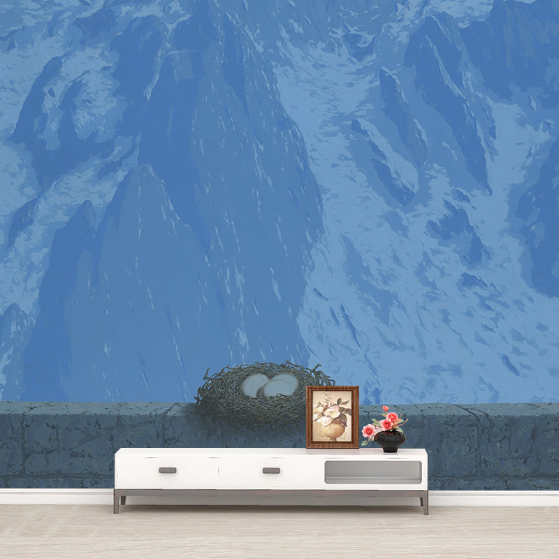 Blue Surrealistic Wall Covering Murals Full Size the Domain of Arnheim Painting Wall Art for Home Clearhalo 'Wall Decor' 'Wall Mural' 1393059