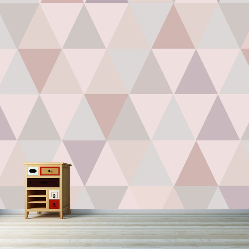 Modern Triangle Patchwork Murals Grey-Pink Waterproofing Wall Decor for Living Room Gray-Pink Clearhalo 'Wall Decor' 'Wall Mural' 1393177