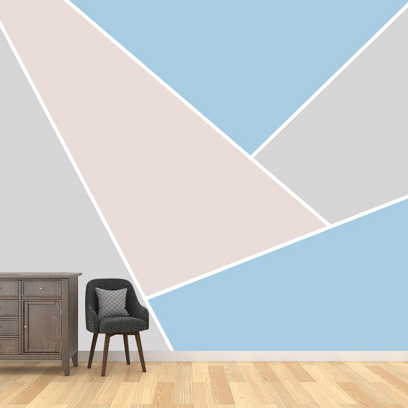 Pink-Blue Geometric Wall Mural Decal Washable Modernist Living Room Wall Covering Clearhalo 'Wall Decor' 'Wall Mural' 1393188